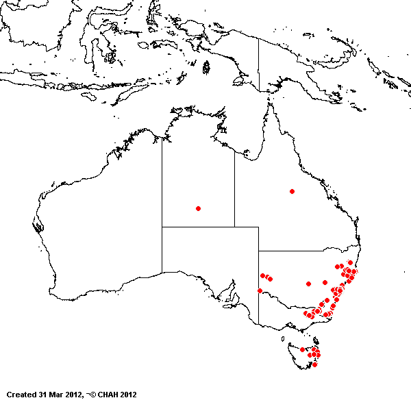 Map of collecting locations for Neridah Ford