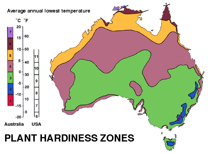 hardiness zone map. zone map Australia