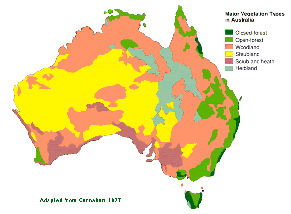 Simplified vegetation map of Australia