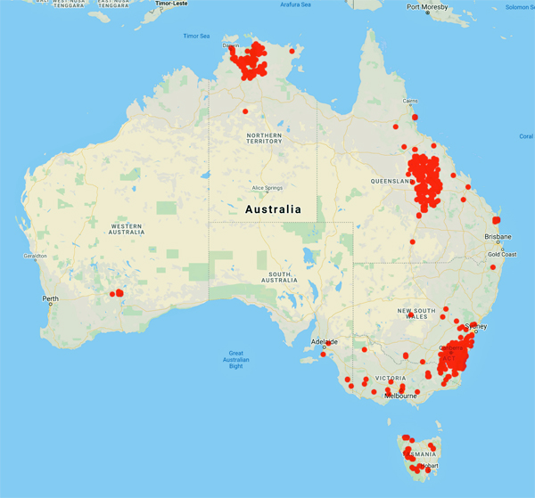 collecting locality map for 'Adams, L.G.'