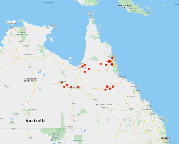 collecting locality map for 'Burton, R.C.'