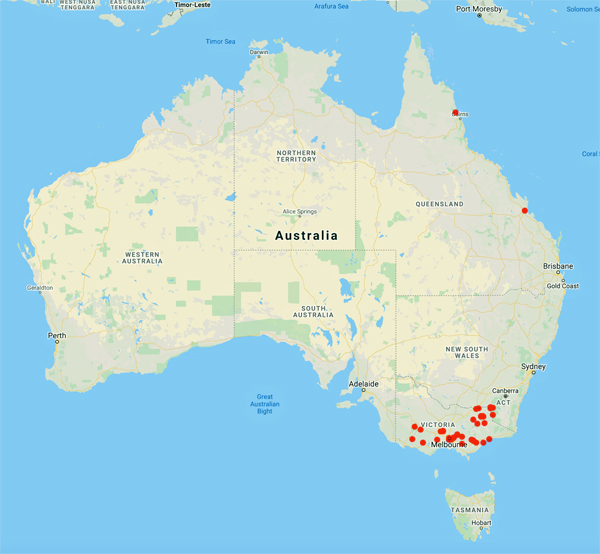 collecting locality map for 'Campbell, F.M.'