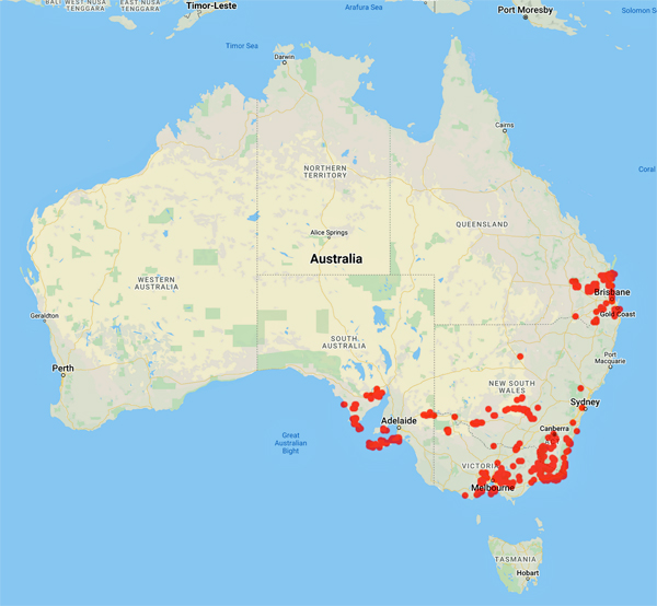 collecting locality map for 'Carroll, E.J.'