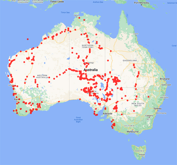 collecting locality map for 'Conrick, P.E.'