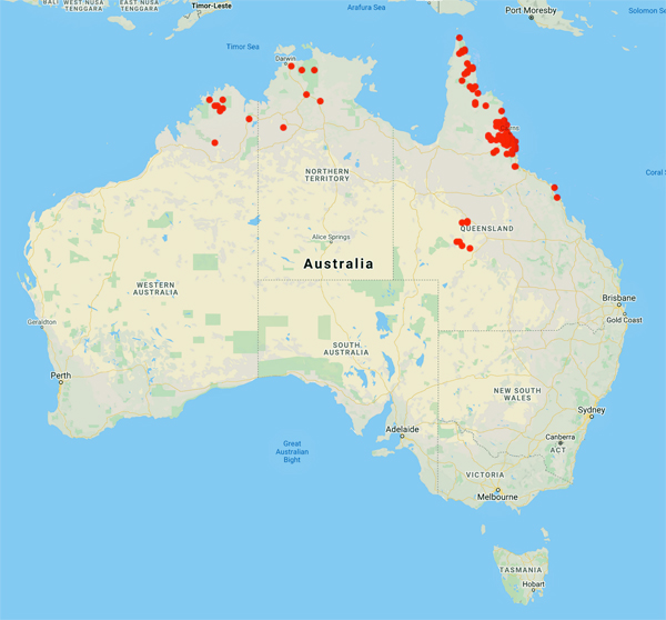 collecting locality map for 'Cooper, W.T.'