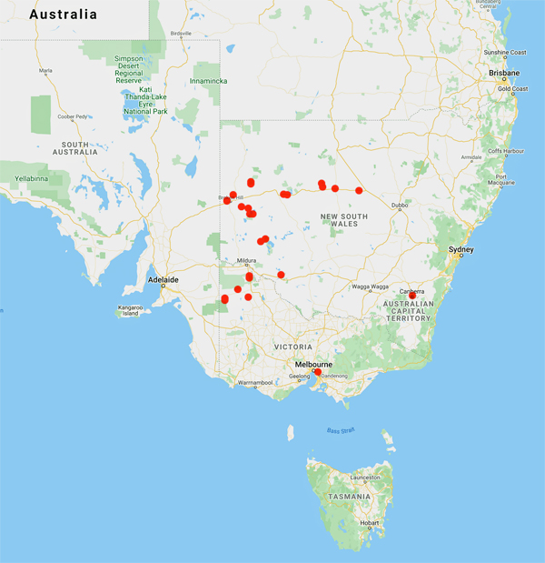 collecting locality map for 'Cross, E.W.'