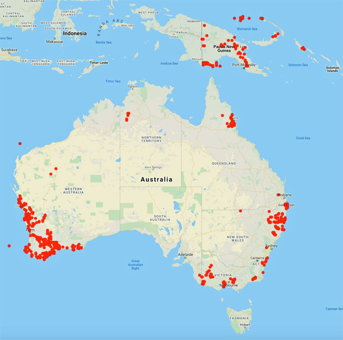 collecting locality map for 'Foreman, D.B.