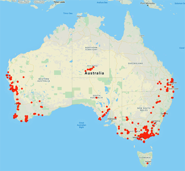 collecting locality map for 'Galbraith, J.'