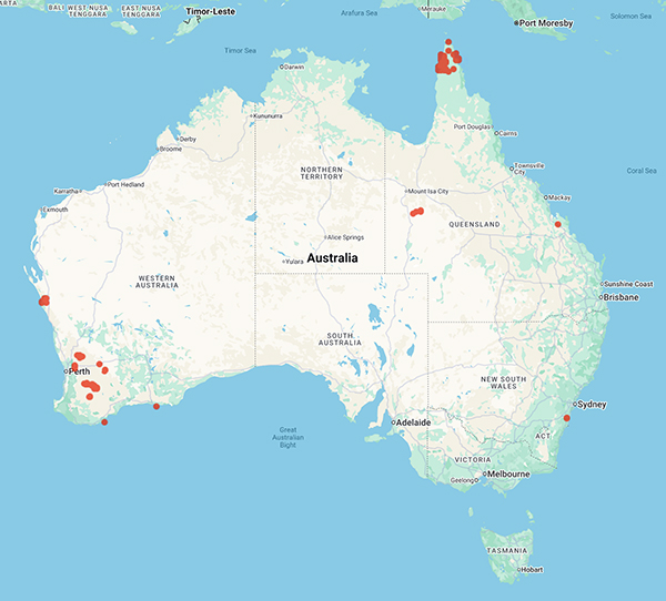 collecting locality map for 'Gunness, A. and Gunness, A.G.'