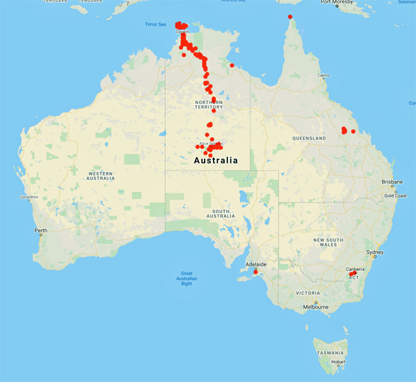 collecting locality map for 'Jacobs, M.R.'