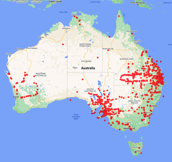 collecting locality map for 'Rogers, R.W.'