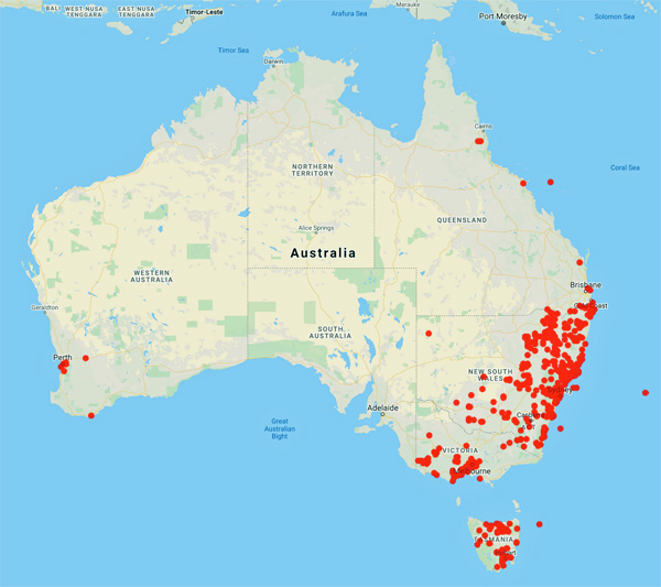 collecting locality map for 'Rupp, H.M.R.'