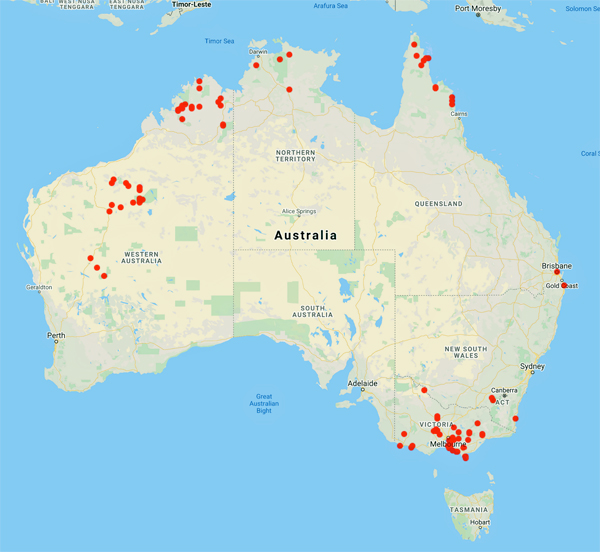 collecting locality map for 'Shepherd, R.C.H.'