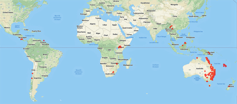 collecting locality map for 'Wallace, B.J.'